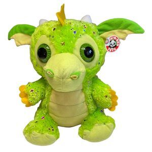 Peek-A-Boo Sparkle Starry Big Eyed Green Dragon Plush Stuffed Animal 15” NWT
